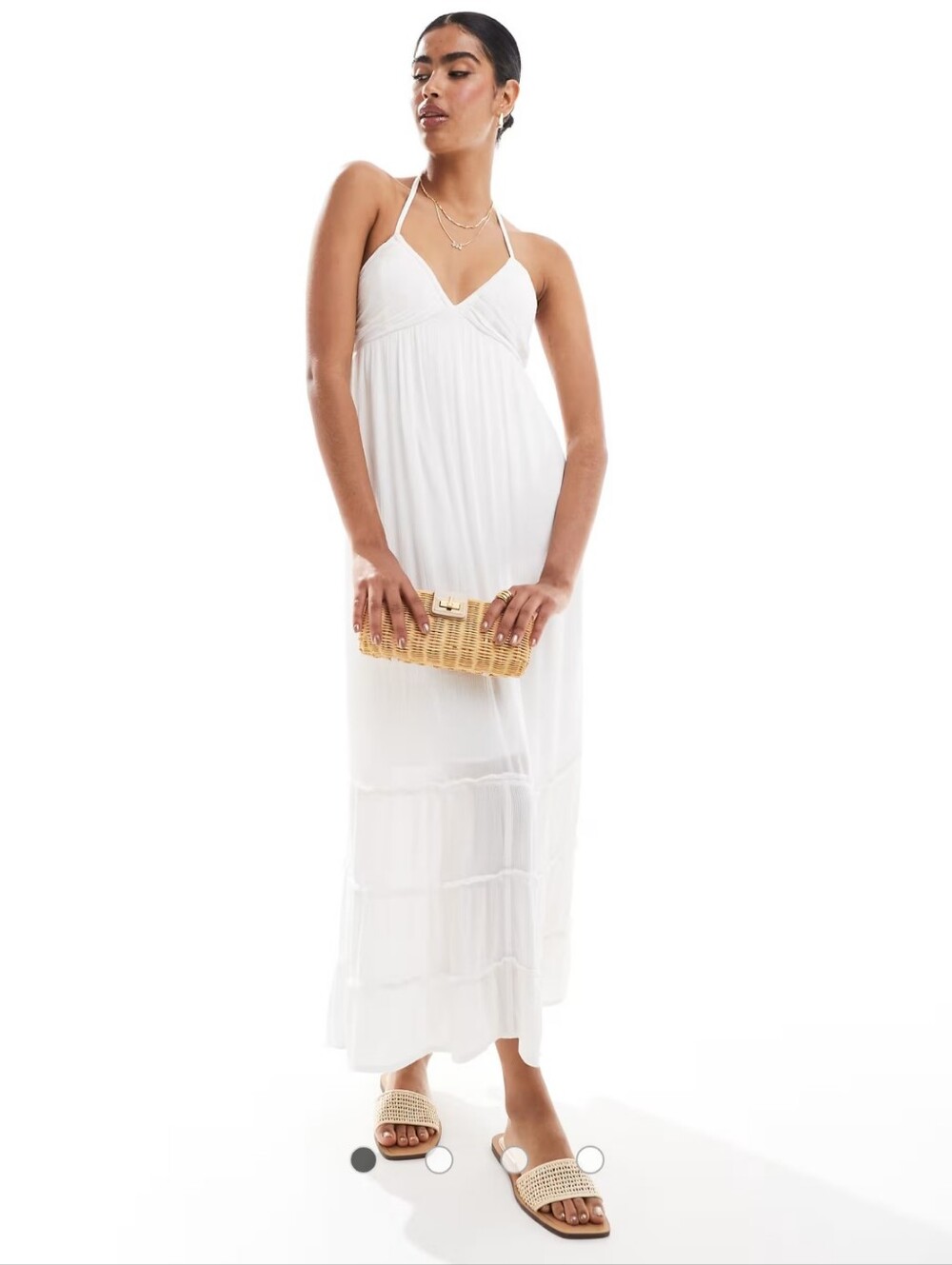 Abercrombie & Fitch White V Neck Halter Maxi Dress NWT Large